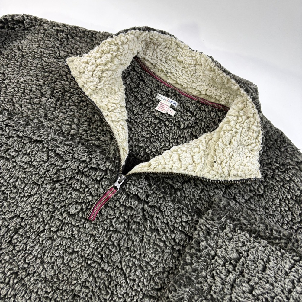 Carbon2Cobalt Sherpa Quarter Zip Pullover Mens XLT Charcoal Grey Fleece Sweater